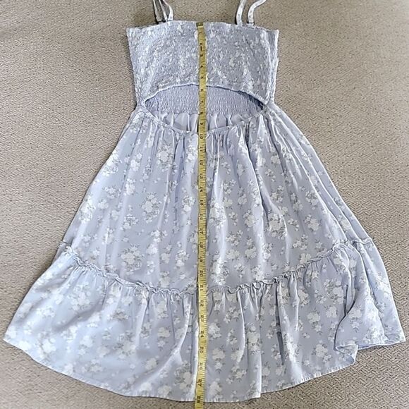 Hollister Light Blue Floral Smocked Woven Short Dress - Size Small - Picture 12 of 14